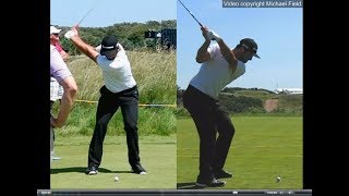 Jon Rahm golf swing  Long Iron faceon amp downtheline July 2017 [upl. by Esertal]