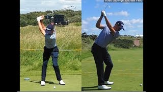 Justin Thomas golf swing  Long Iron faceon amp downtheline July 2017 [upl. by Nazarius720]