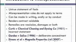 Misrepresentation Lecture 1 of 4 [upl. by Gordie469]